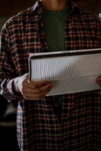 Man changing air filter